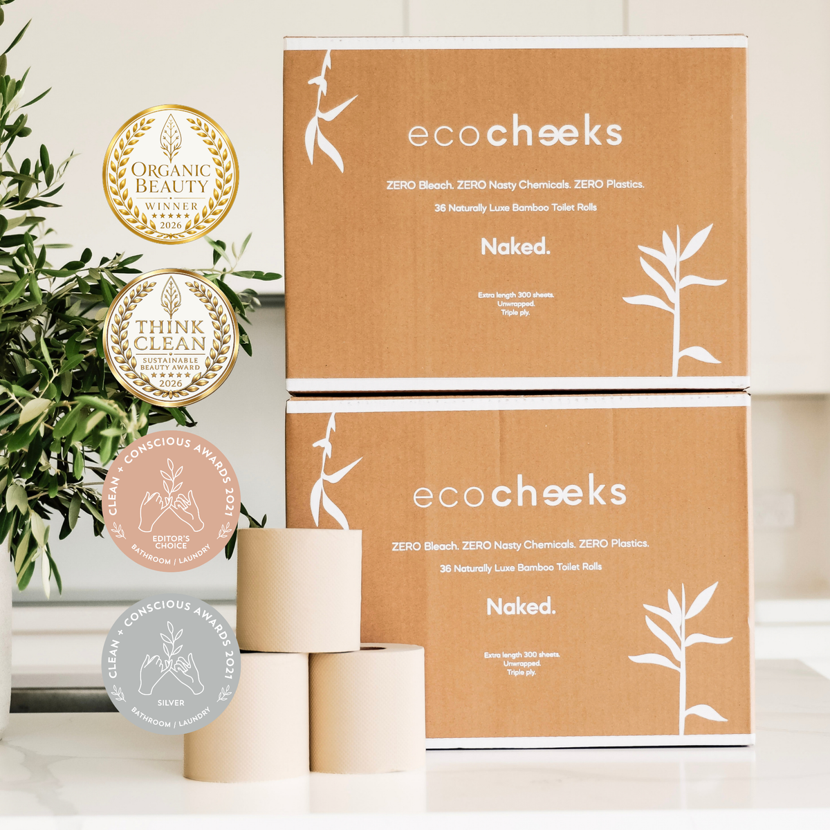 Double NAKED - 2 cartons, 72 rolls bamboo toilet paper