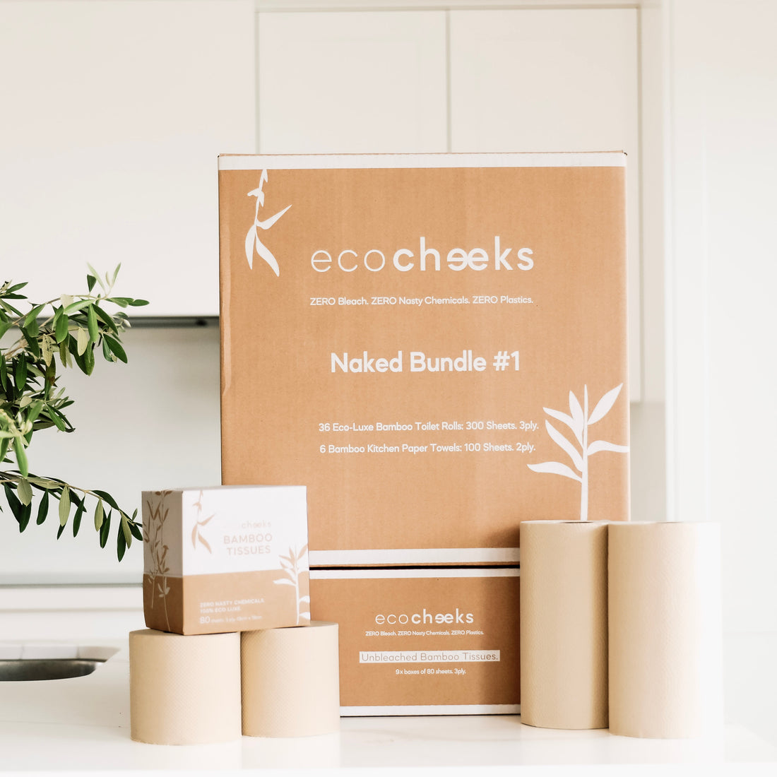 Bundle and save 100% bamboo, unbleached toilet paper, paper towels & tissues