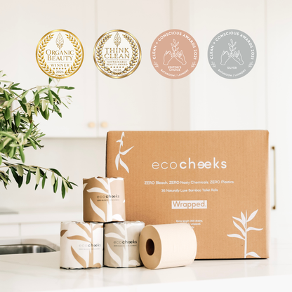 36 WRAPPED Rolls, Unbleached Bamboo Toilet Paper.