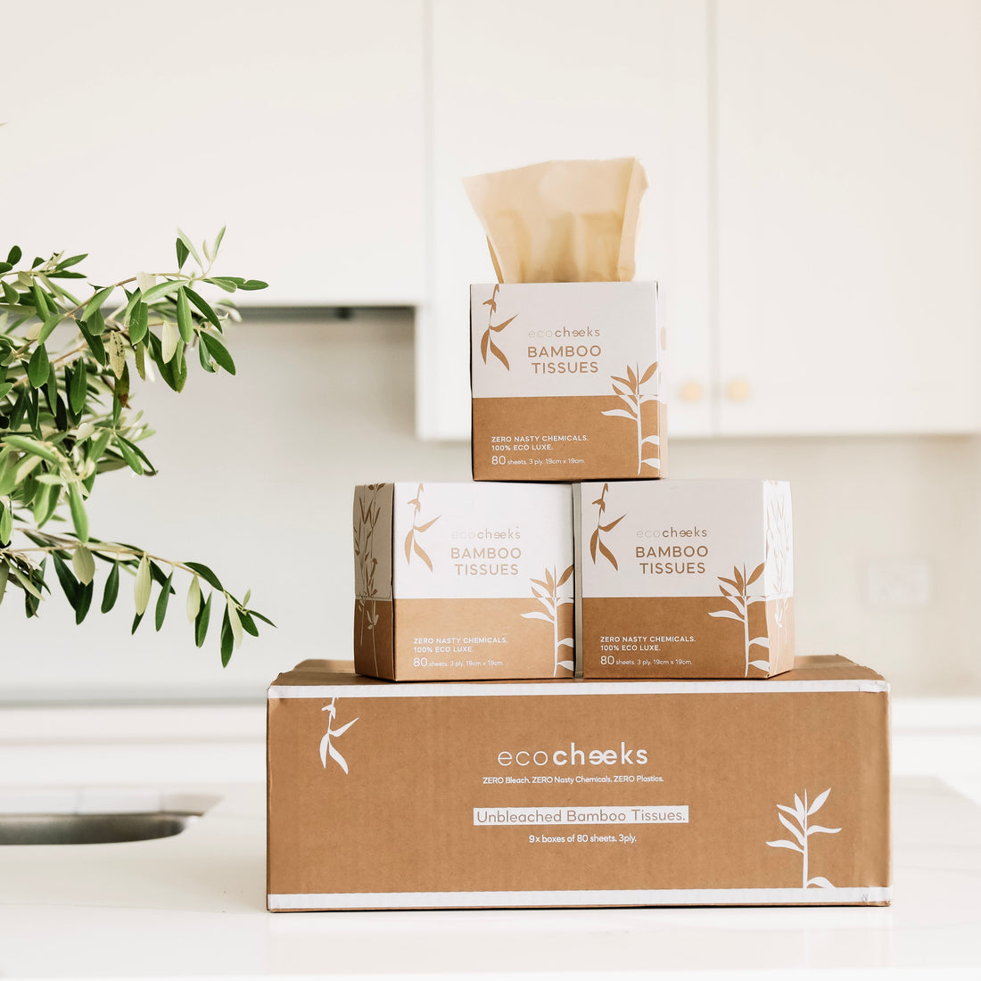 Bamboo Tissues - Unbleached &amp; Hypoallergenic - 9 Boxes